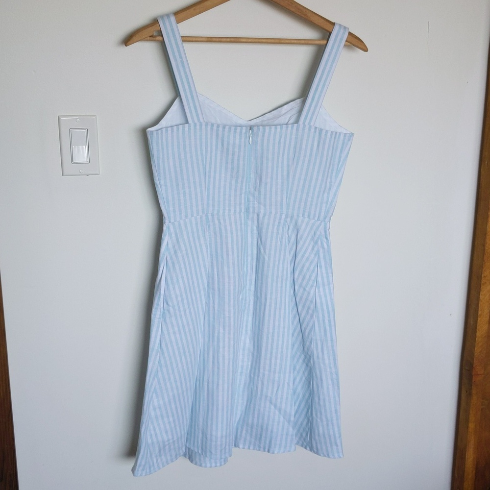 Gap NWOT Linen Cotton Seersucker Stripe Dress Pockets 0 - Picture 6 of 11